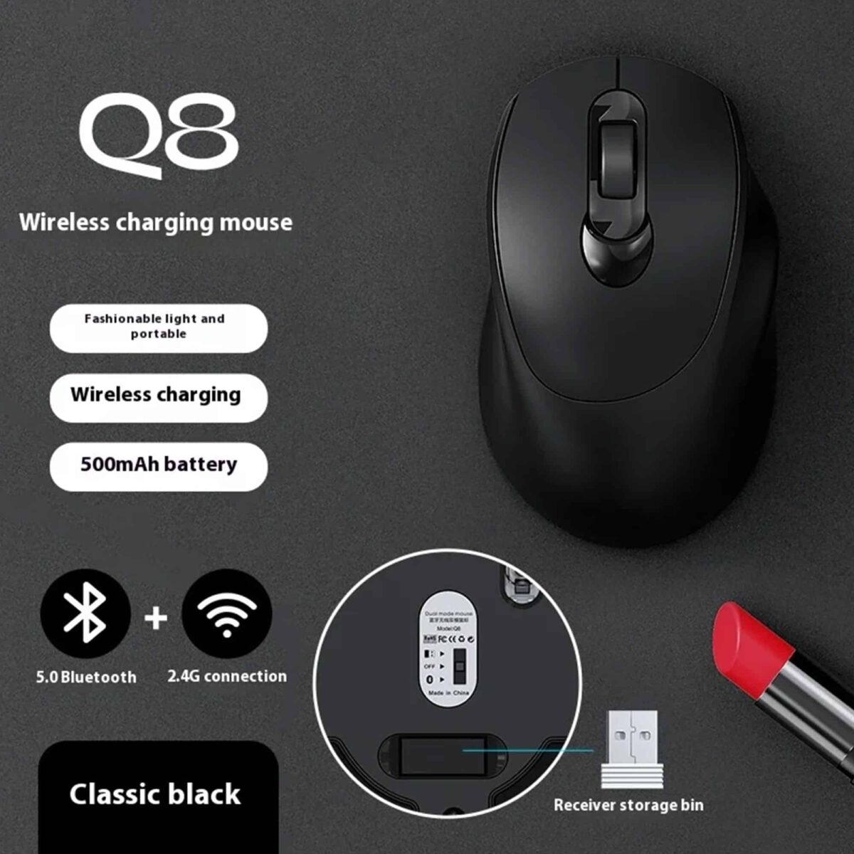 Elegant T-WOLF Q8 Ergonomic Wireless Bluetooth Mouse