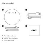 Groove Onn Portable Bluetooth Round Stereo Wireless IPX4 Water Resistant Speaker