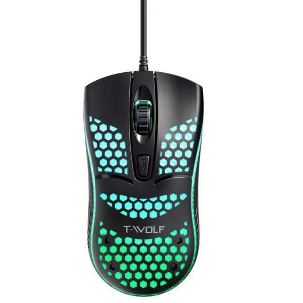 T-WOLF V15 Cool Beehive Honeycomb Wired USB Mouse