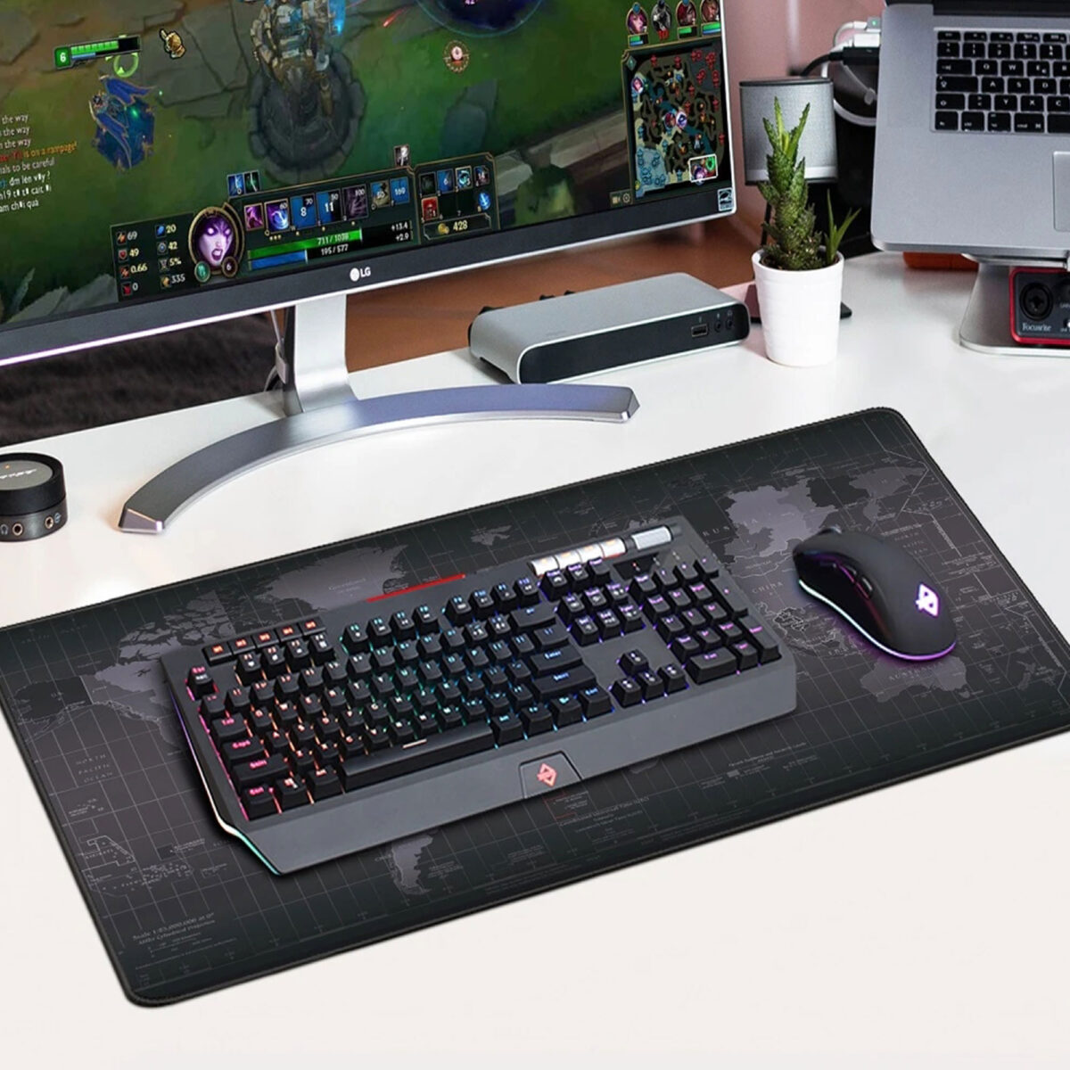 World Map Desk Mouse Pad with Non-Slip Rubber Base, Suitable for Every Mouse, Keyboard and Laptop