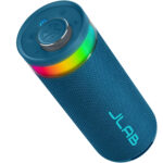 JLab Go Party Portable Bluetooth Speaker, Dual 2 Inch full-frequency drivers + 2 Passive Woofers, IP56 Waterproof, Up to 16 Hours Playtime + RGB Lighting